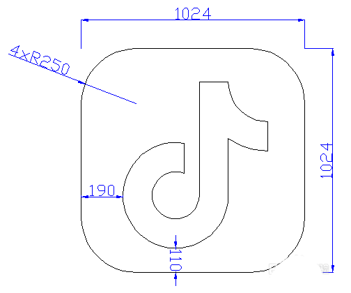 用CAD设计一个抖音logo